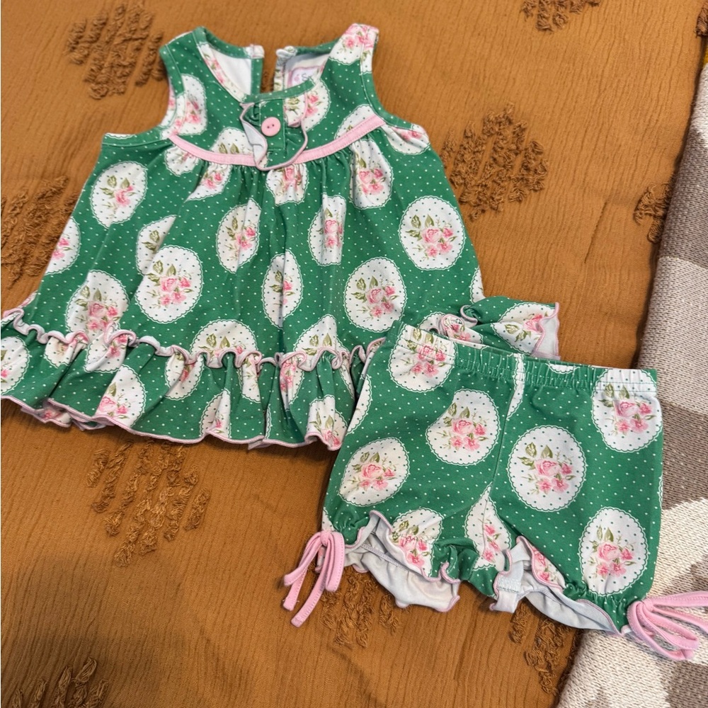 SweetHoney Green and Pink Floral Diaper Cover Set